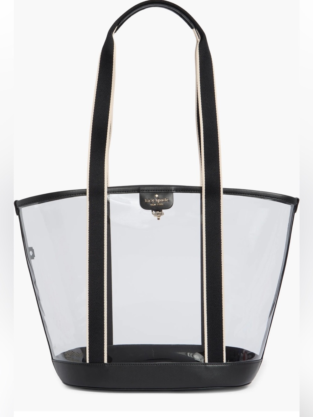 KATE SPADE clear tote with black and cream-trimmed straps NWT - Picture 1 of 4